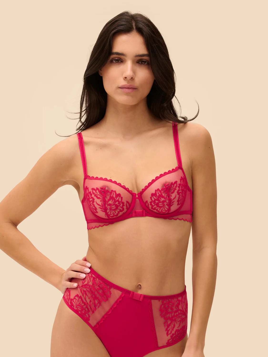 Half cup bra - Cranberry - Image 3