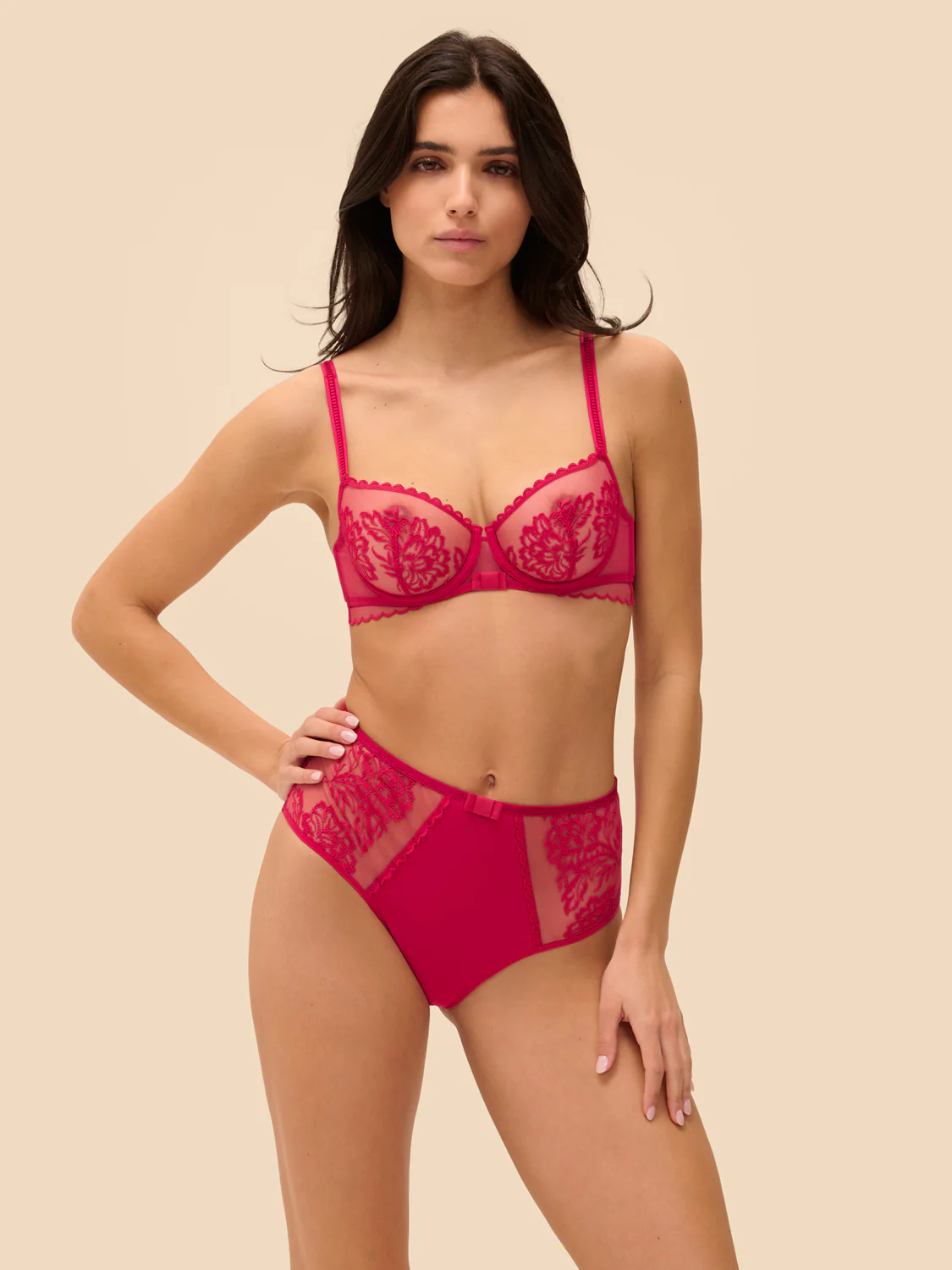 Half cup bra - Cranberry - Image 7