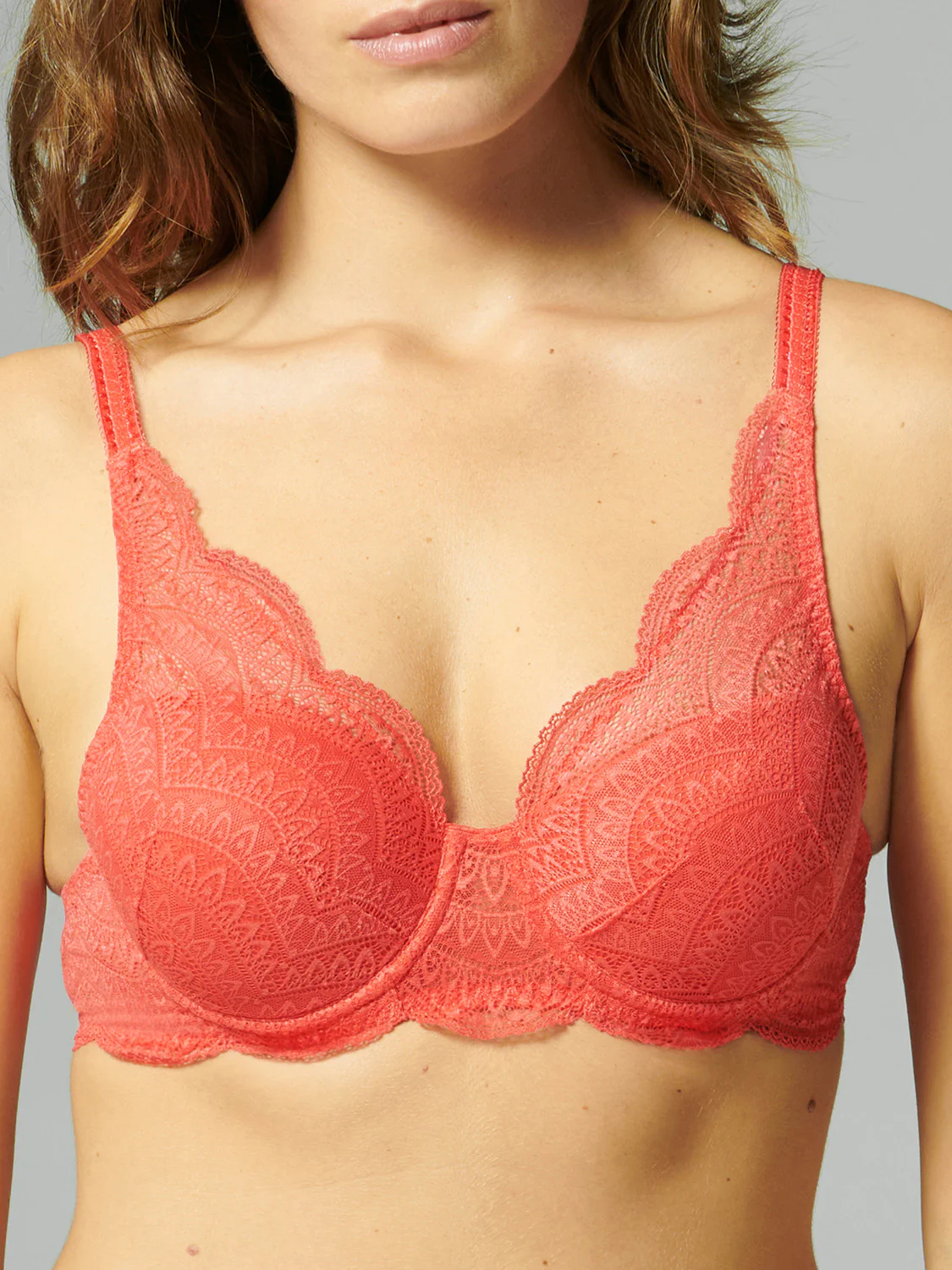 Squared neckline spacer bra - Folly red - Image 2